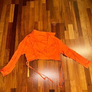 Orange cropped coverup top